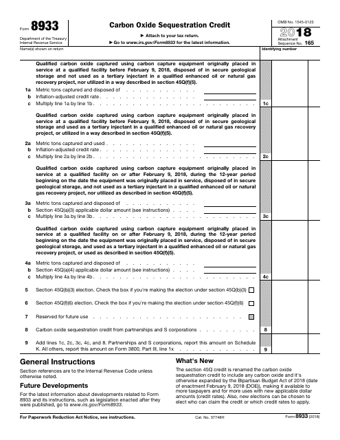 IRS Form 8933 2018 Printable Pdf