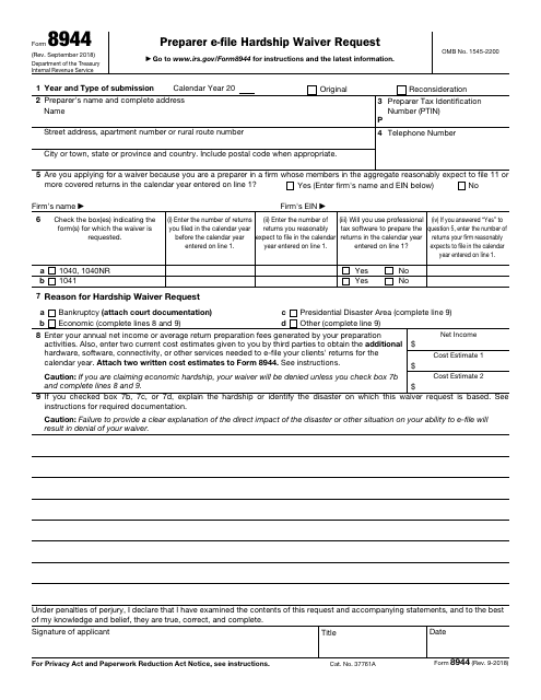 IRS Form 8944  Printable Pdf