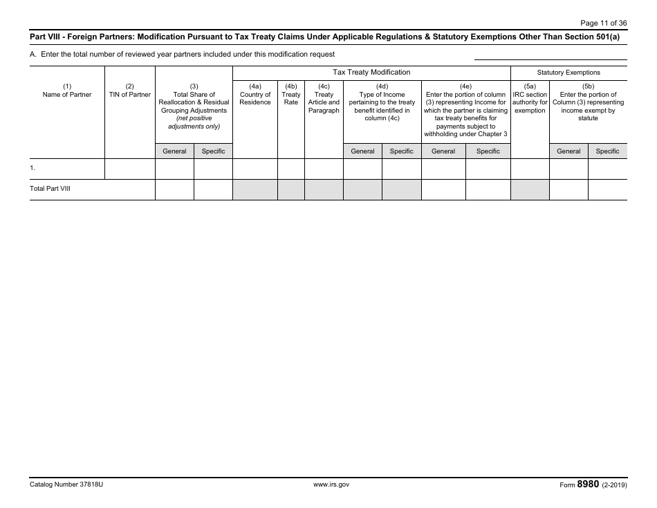 IRS Form 8980 Fill Out, Sign Online and Download Fillable PDF