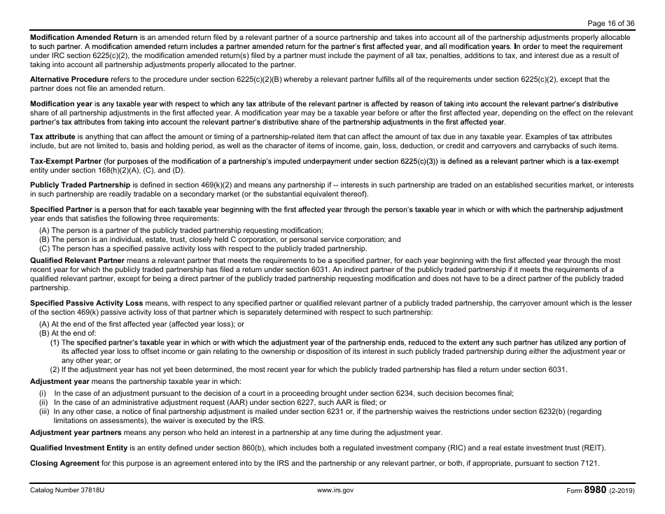 IRS Form 8980 Partnership Request for Modification of Imputed Underpayments Under IRC Section 6225(C), Page 16