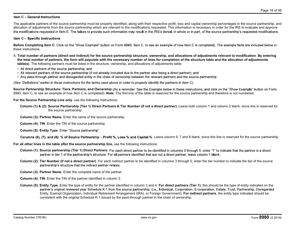 IRS Form 8980 Partnership Request for Modification of Imputed Underpayments Under IRC Section 6225(C), Page 18