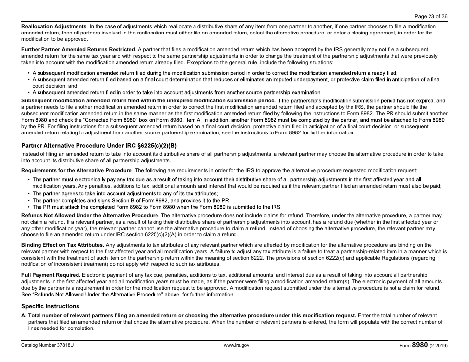 IRS Form 8980 Partnership Request for Modification of Imputed Underpayments Under IRC Section 6225(C), Page 23
