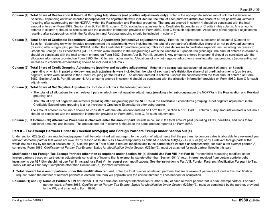 IRS Form 8980 Partnership Request for Modification of Imputed Underpayments Under IRC Section 6225(C), Page 25