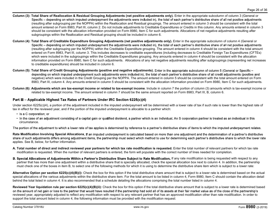IRS Form 8980 Partnership Request for Modification of Imputed Underpayments Under IRC Section 6225(C), Page 26