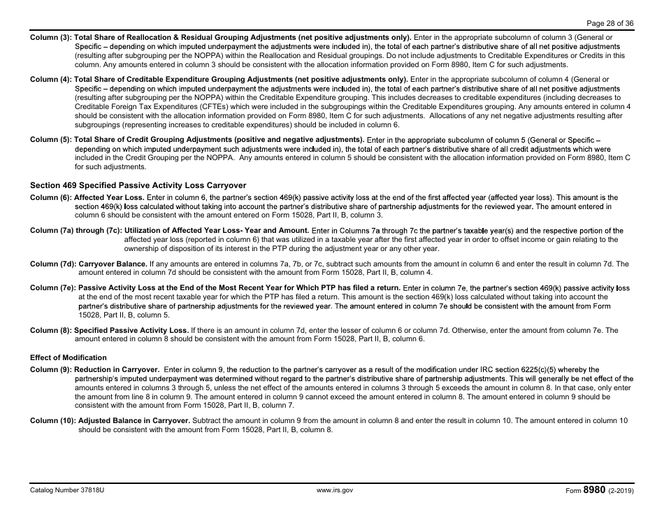 IRS Form 8980 Partnership Request for Modification of Imputed Underpayments Under IRC Section 6225(C), Page 28