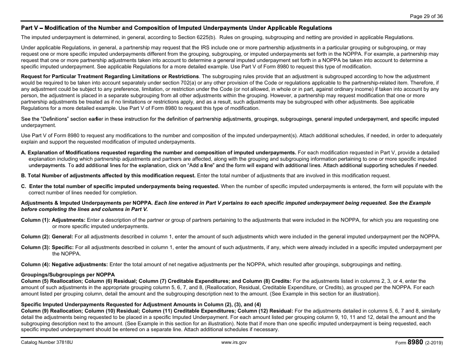 IRS Form 8980 Partnership Request for Modification of Imputed Underpayments Under IRC Section 6225(C), Page 29
