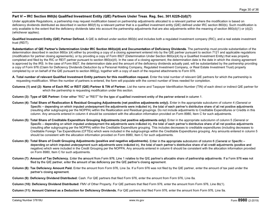 IRS Form 8980 Partnership Request for Modification of Imputed Underpayments Under IRC Section 6225(C), Page 30