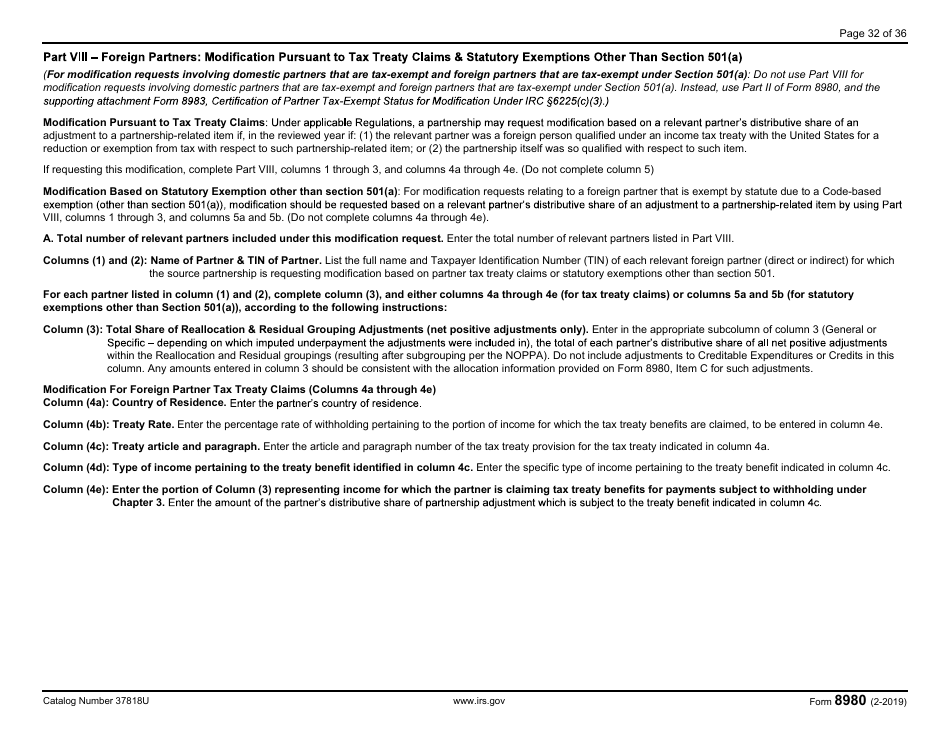 IRS Form 8980 Partnership Request for Modification of Imputed Underpayments Under IRC Section 6225(C), Page 32