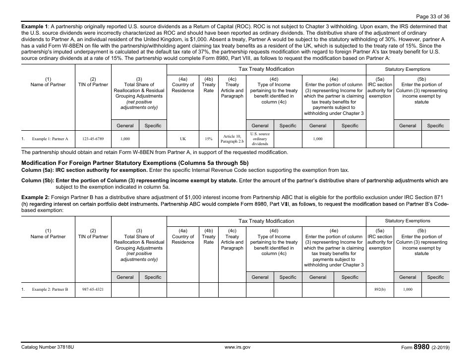IRS Form 8980 Partnership Request for Modification of Imputed Underpayments Under IRC Section 6225(C), Page 33