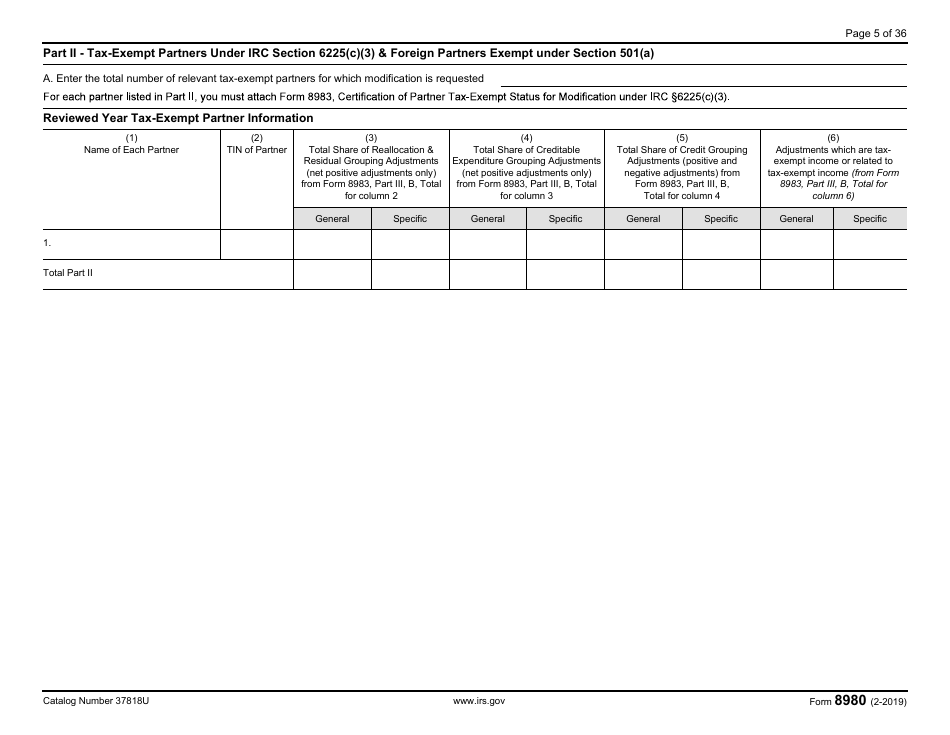IRS Form 8980 Partnership Request for Modification of Imputed Underpayments Under IRC Section 6225(C), Page 5