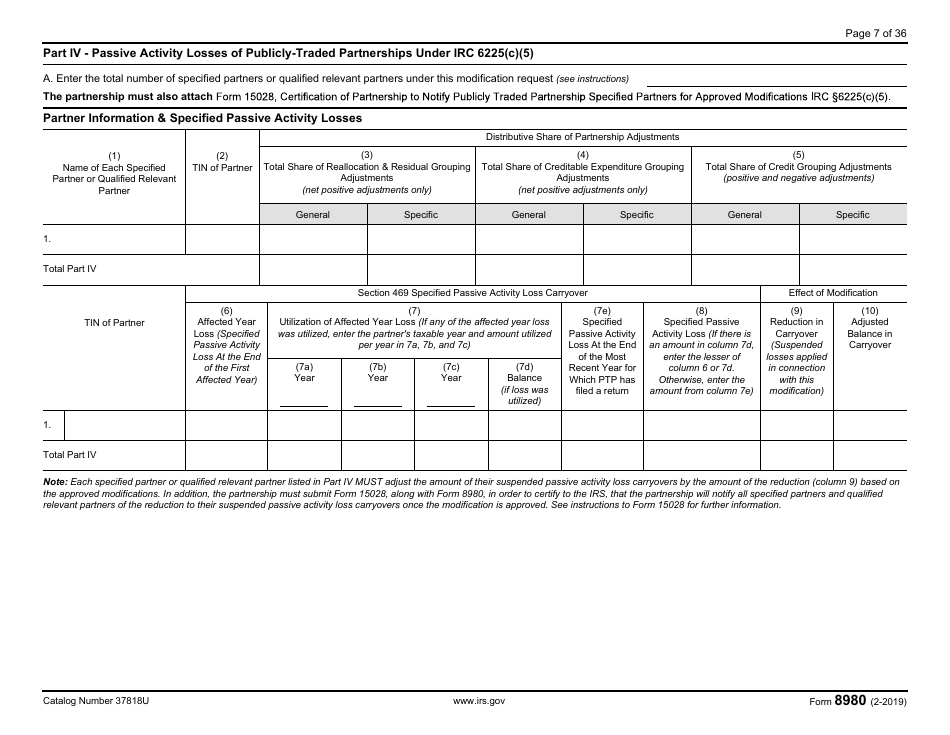 IRS Form 8980 Partnership Request for Modification of Imputed Underpayments Under IRC Section 6225(C), Page 7
