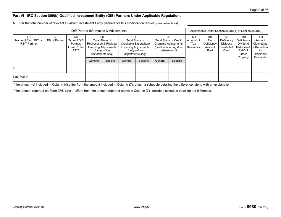 IRS Form 8980 Partnership Request for Modification of Imputed Underpayments Under IRC Section 6225(C), Page 9