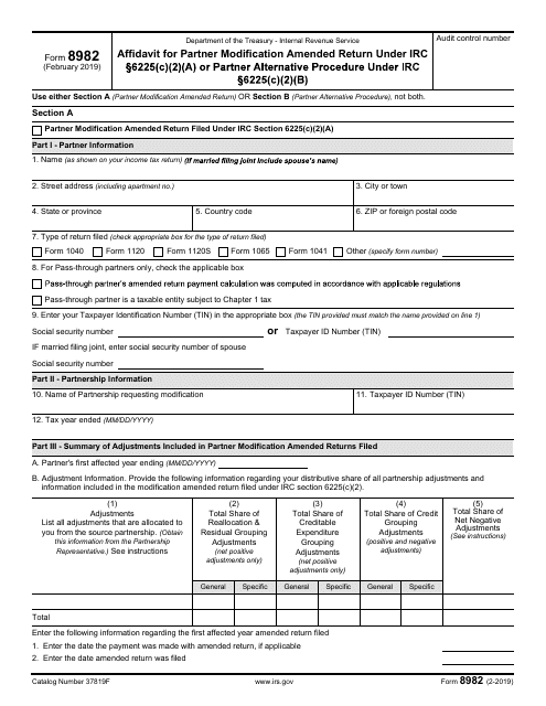 IRS Form 8982  Printable Pdf