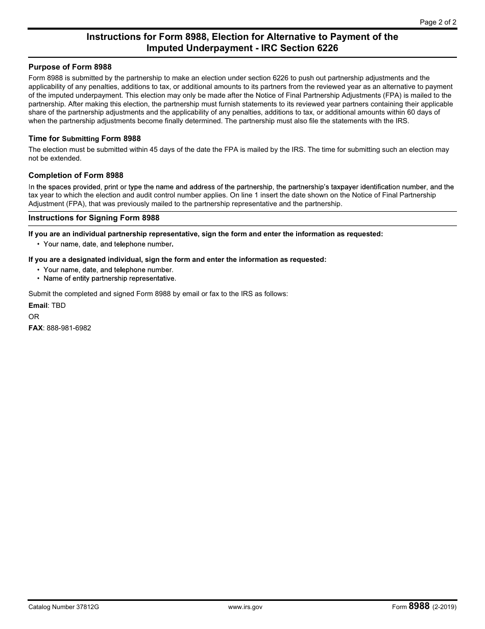 IRS Form 8988 Election for Alternative to Payment of the Imputed Underpayment, Page 2