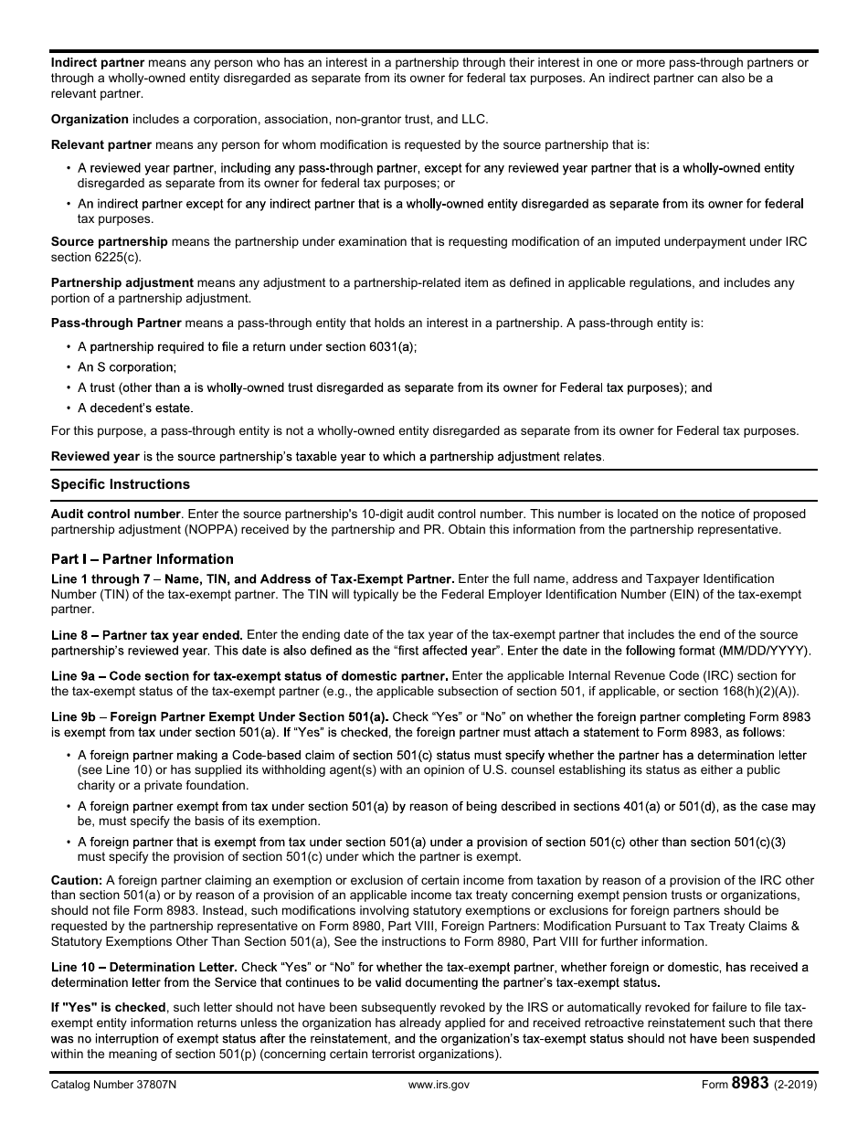 IRS Form 8983 Certification of Partner Tax-Exempt Status for Modification Under IRC Section 6225(C)(3), Page 4