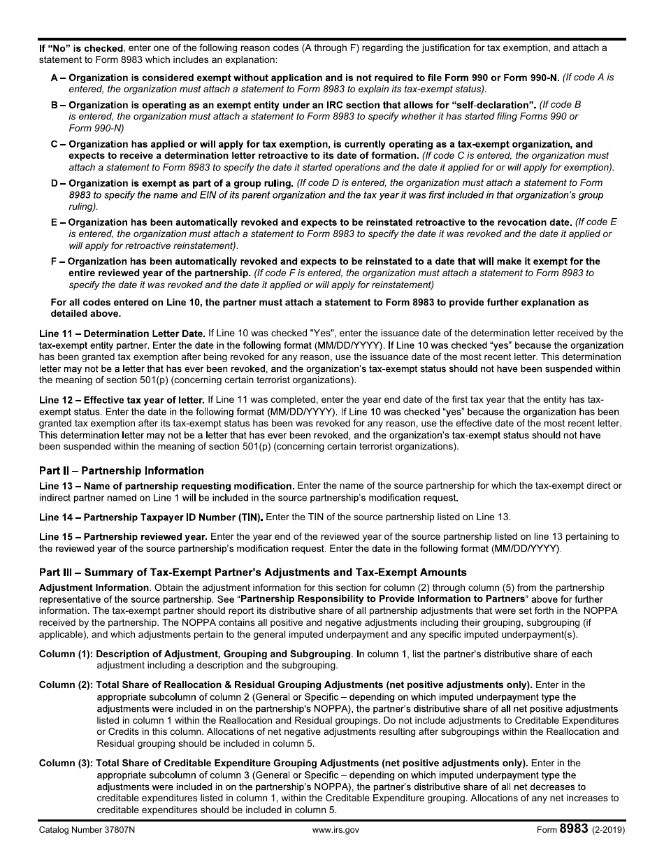 IRS Form 8983 Certification of Partner Tax-Exempt Status for Modification Under IRC Section 6225(C)(3), Page 5