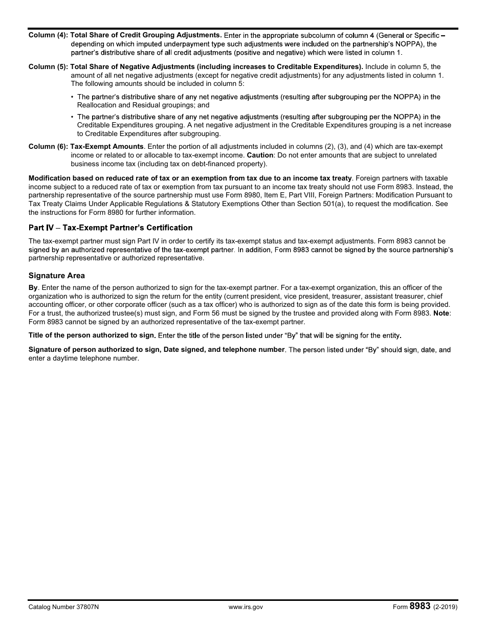 IRS Form 8983 Certification of Partner Tax-Exempt Status for Modification Under IRC Section 6225(C)(3), Page 6