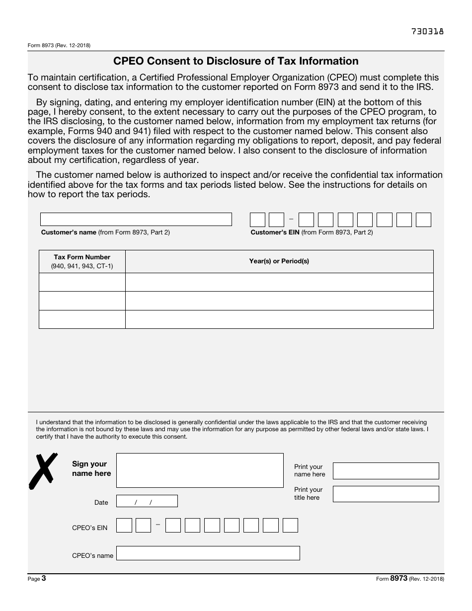 IRS Form 8973 Certified Professional Employer Organization / Customer Reporting Agreement, Page 3