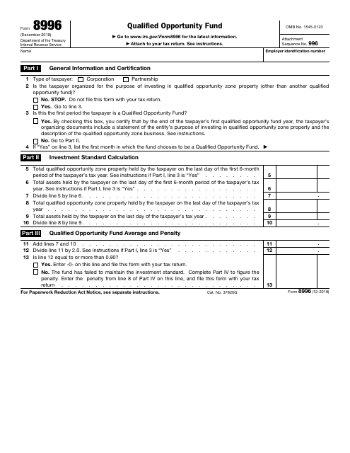 IRS Form 8996  Printable Pdf