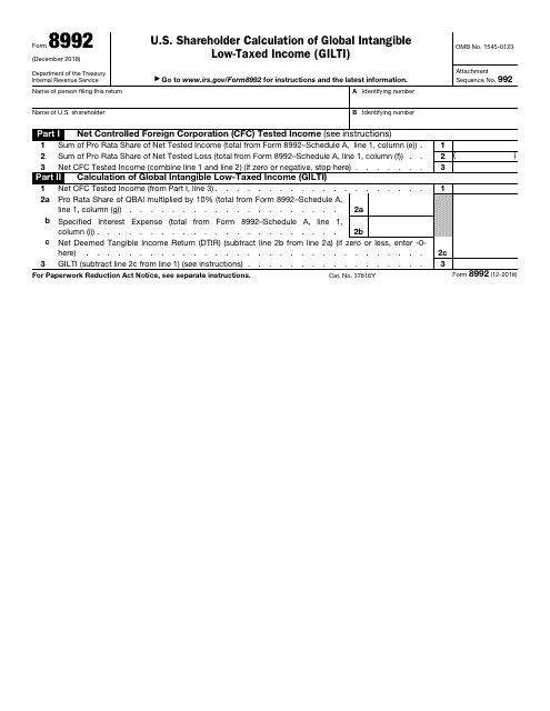 IRS Form 8992  Printable Pdf