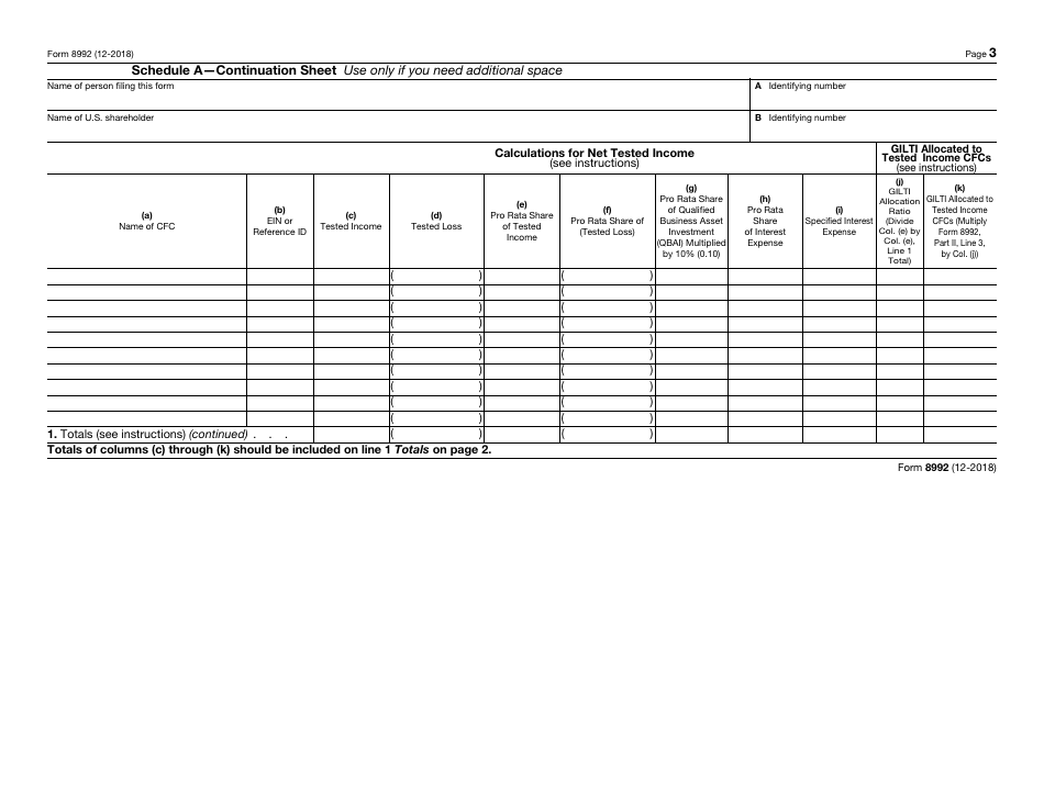 IRS Form 8992 U.S. Shareholder Calculation of Global Intangible Low-Taxed Income (Gilti), Page 3