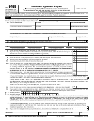 Document preview: IRS Form 9465 Installment Agreement Request