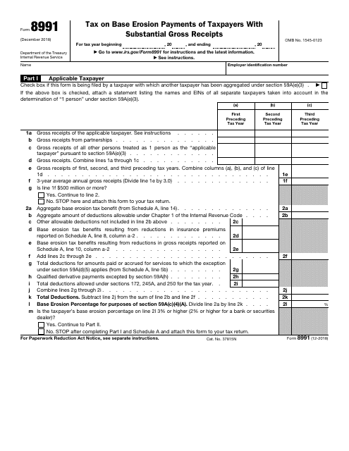 IRS Form 8991  Printable Pdf