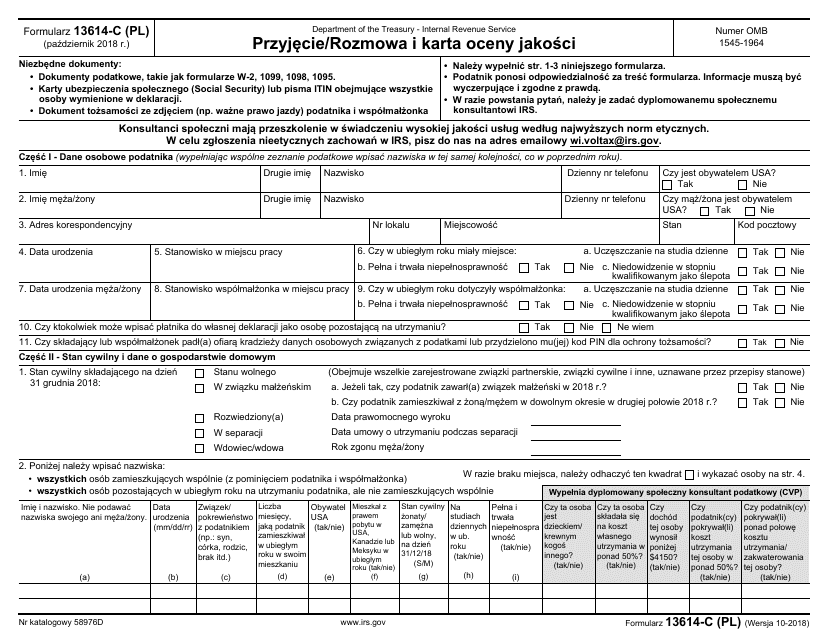 IRS Form 13614-C (PL)  Printable Pdf