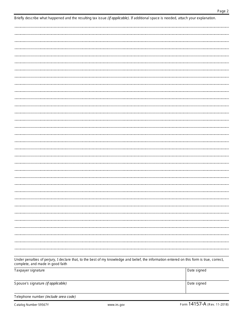 IRS Form 14157-A Tax Return Preparer Fraud or Misconduct Affidavit, Page 2