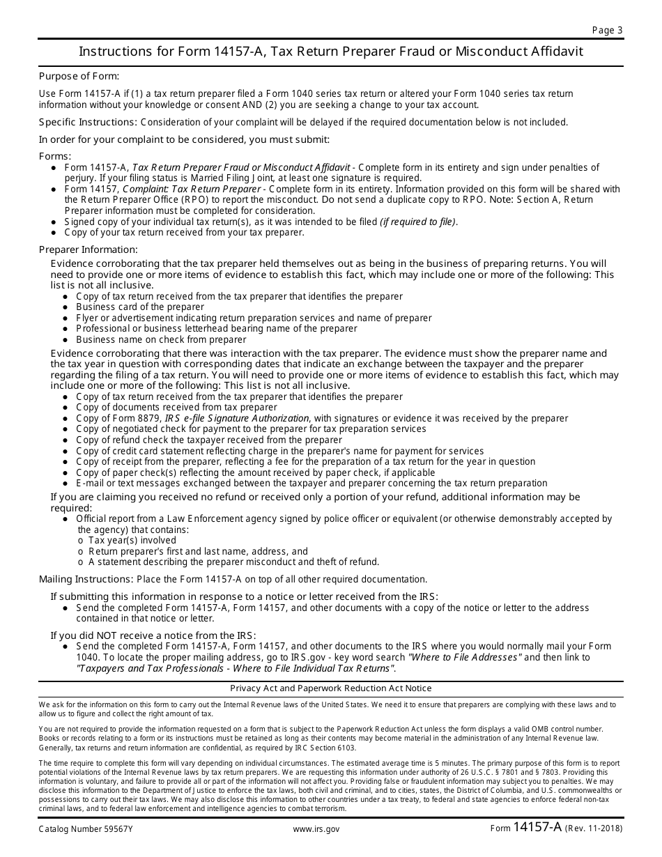 IRS Form 14157-A - Fill Out, Sign Online and Download Fillable PDF ...