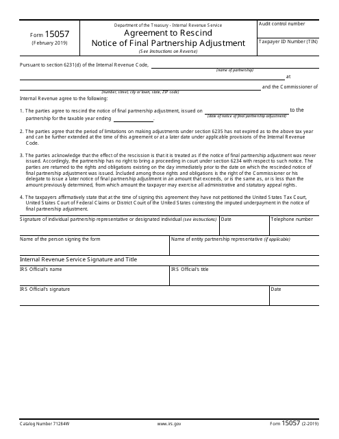 IRS Form 15057  Printable Pdf