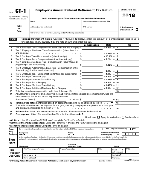 IRS Form CT-1 2018 Printable Pdf