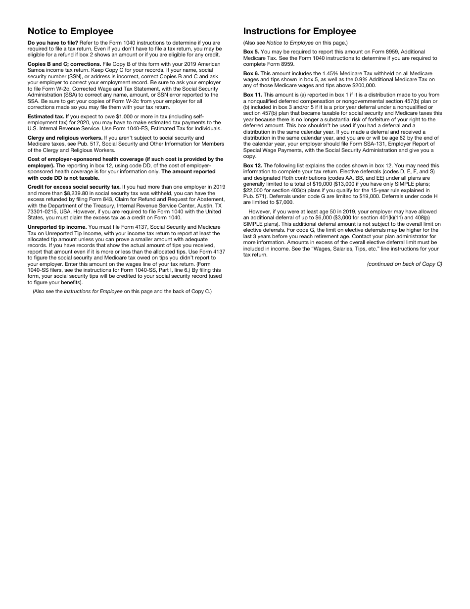 IRS Form W-2AS American Samoa Wage and Tax Statement, Page 5