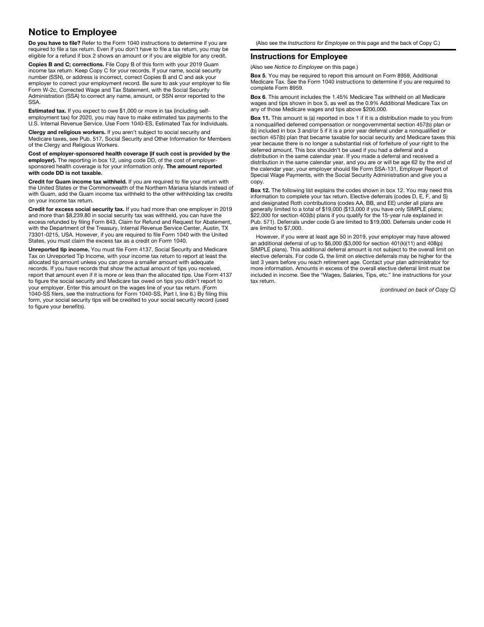 IRS Form W-2GU Guam Wage and Tax Statement, Page 5