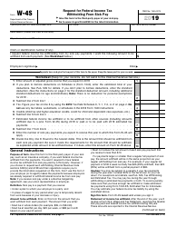 IRS Form W-4S &quot;Request for Federal Income Tax Withholding From Sick Pay&quot;