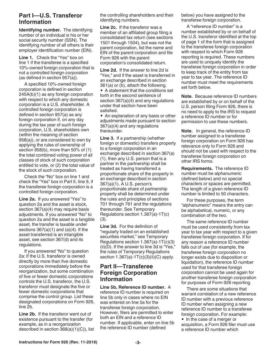 Instructions for IRS Form 926 Return by a U.S. Transferor of Property to a Foreign Corporation, Page 3