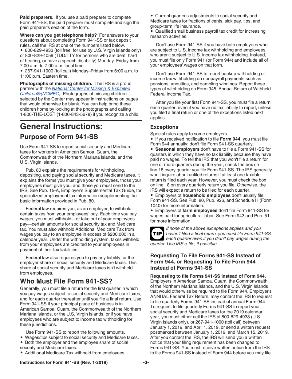 Instructions for IRS Form 941-SS Employers Quarterly Federal Tax Return - American Samoa, Guam, the Commonwealth of the Northern Mariana Islands, and the U.S. Virgin Islands, Page 3