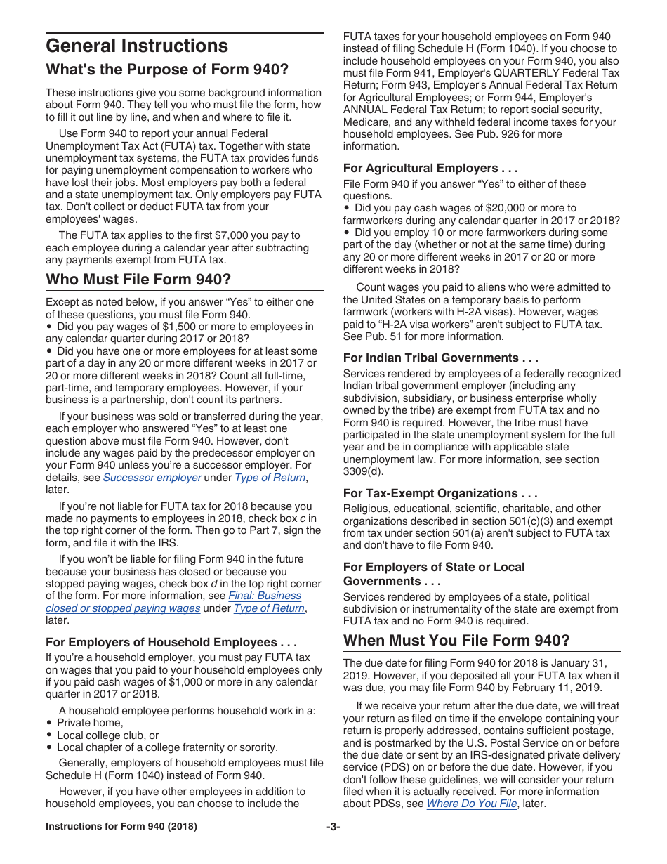 Instructions for IRS Form 940 Employers Annual Federal Unemployment (Futa) Tax Return, Page 3