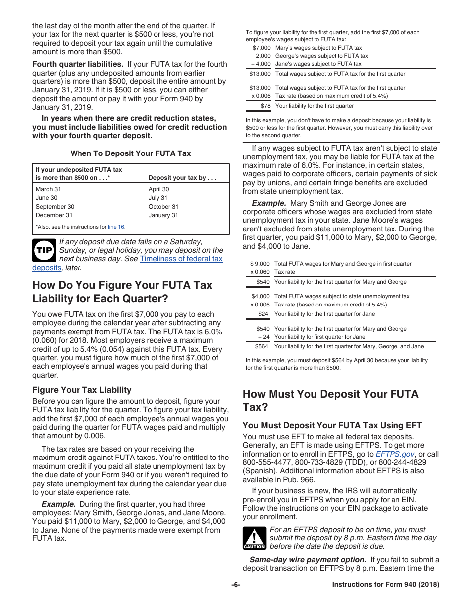 Instructions for IRS Form 940 Employers Annual Federal Unemployment (Futa) Tax Return, Page 6