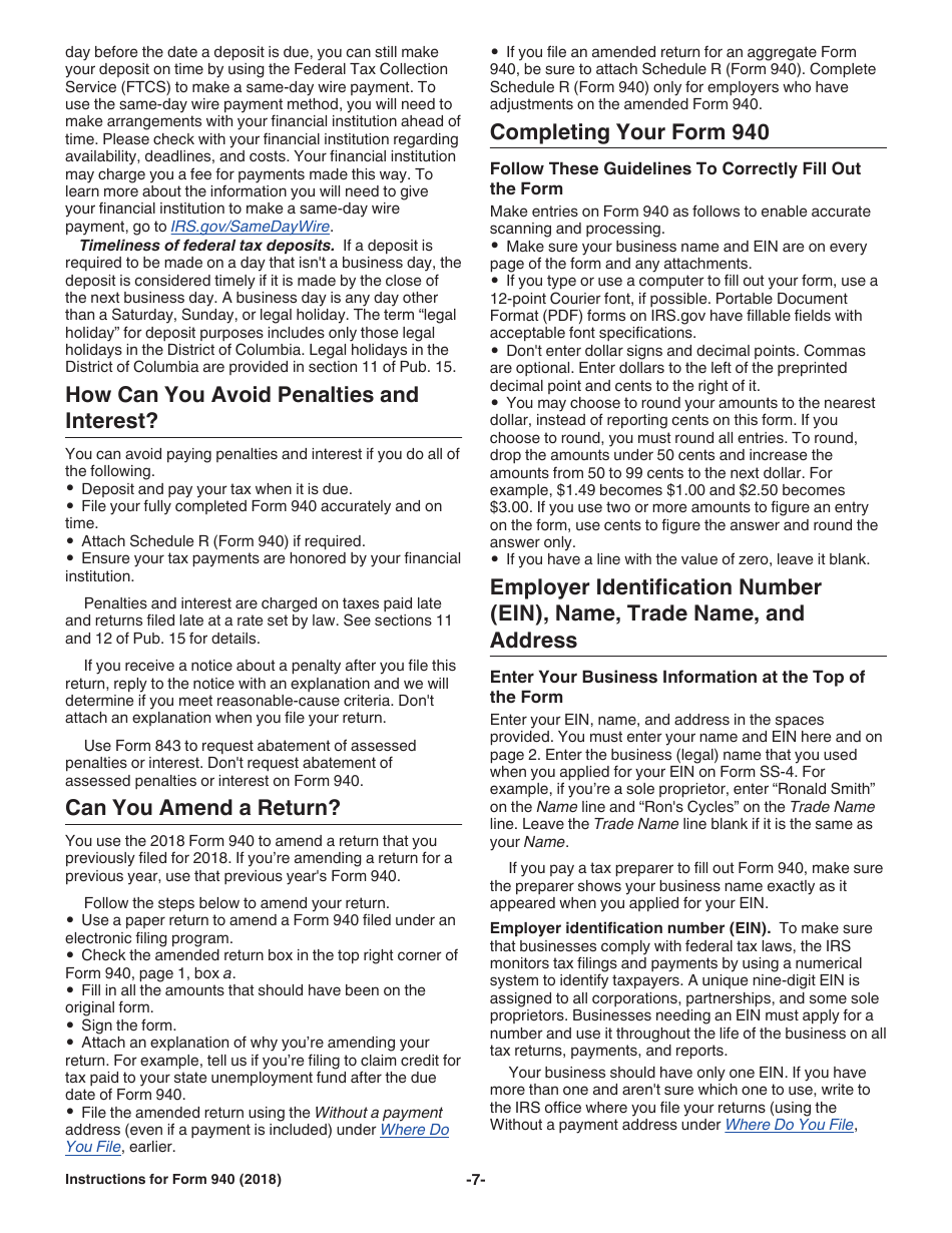 Instructions for IRS Form 940 Employers Annual Federal Unemployment (Futa) Tax Return, Page 7