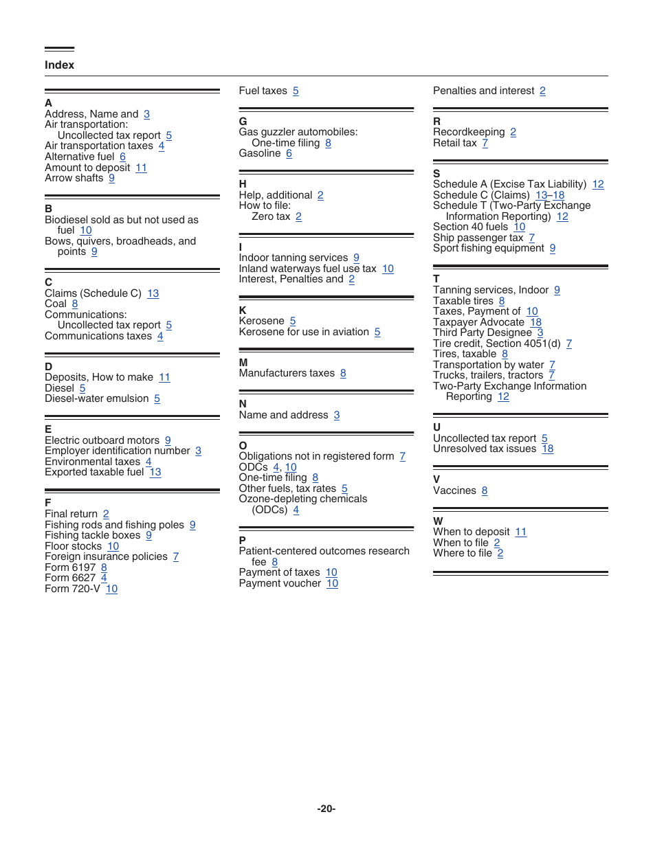 Instructions for IRS Form 720 Quarterly Federal Excise Tax Return, Page 20