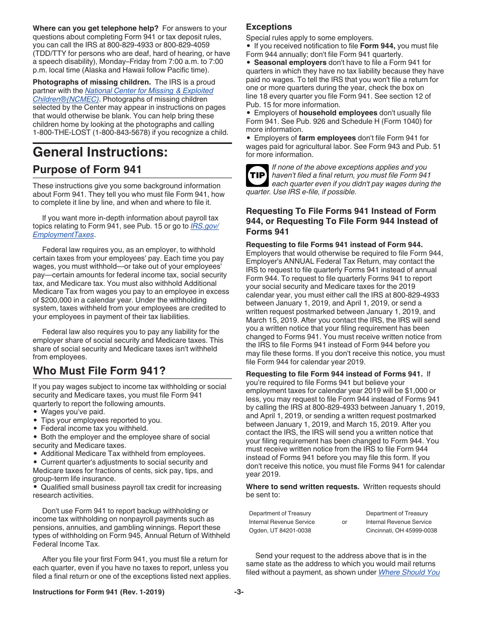 Instructions for IRS Form 941 Employers Quarterly Federal Tax Return, Page 3