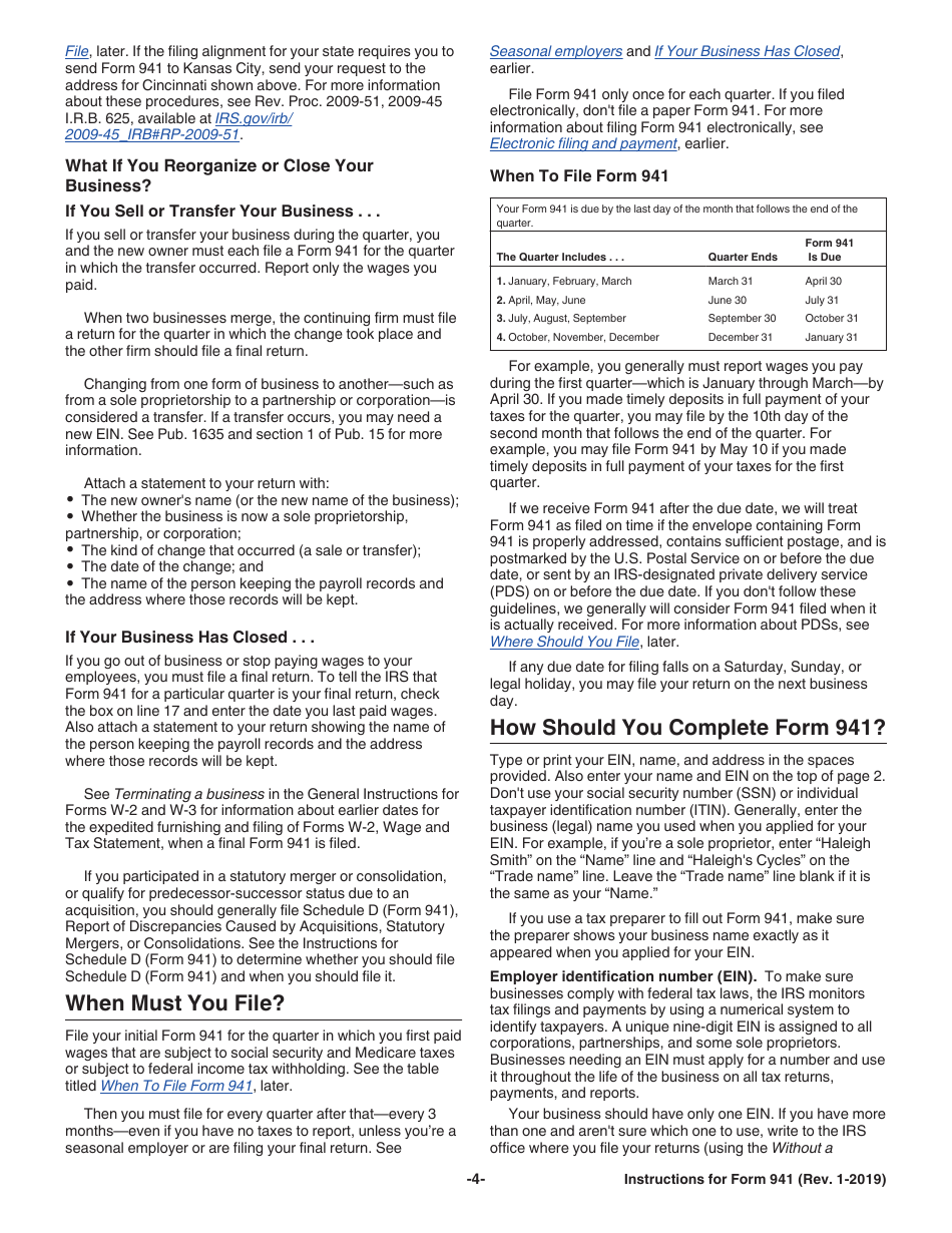 Instructions for IRS Form 941 Employers Quarterly Federal Tax Return, Page 4