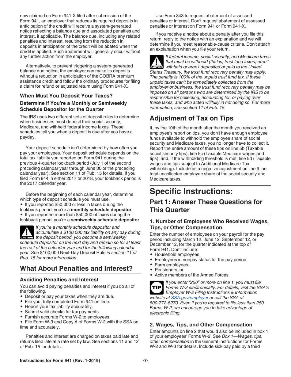 Instructions for IRS Form 941 Employers Quarterly Federal Tax Return, Page 7