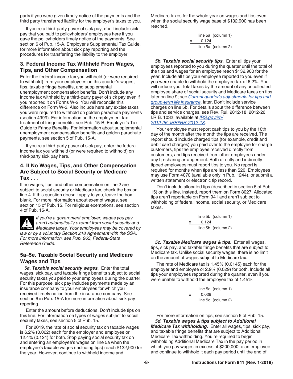 Instructions for IRS Form 941 Employers Quarterly Federal Tax Return, Page 8