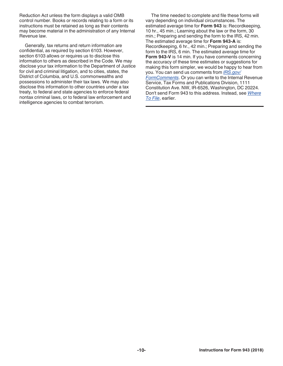 Instructions for IRS Form 943 Employers Annual Federal Tax Return for Agricultural Employees, Page 10