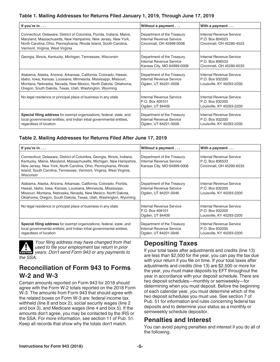 Instructions for IRS Form 943 Employers Annual Federal Tax Return for Agricultural Employees, Page 5