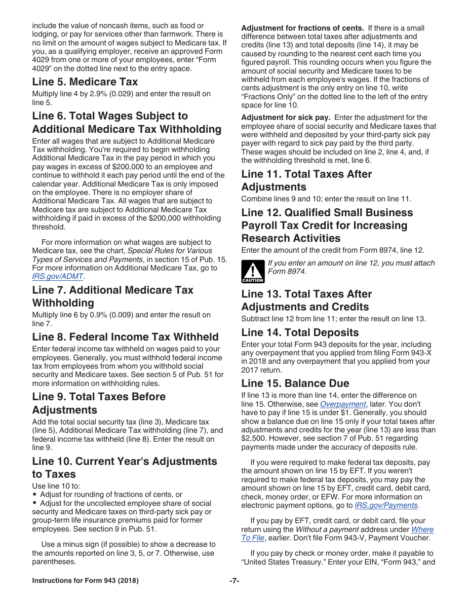 Instructions for IRS Form 943 Employers Annual Federal Tax Return for Agricultural Employees, Page 7
