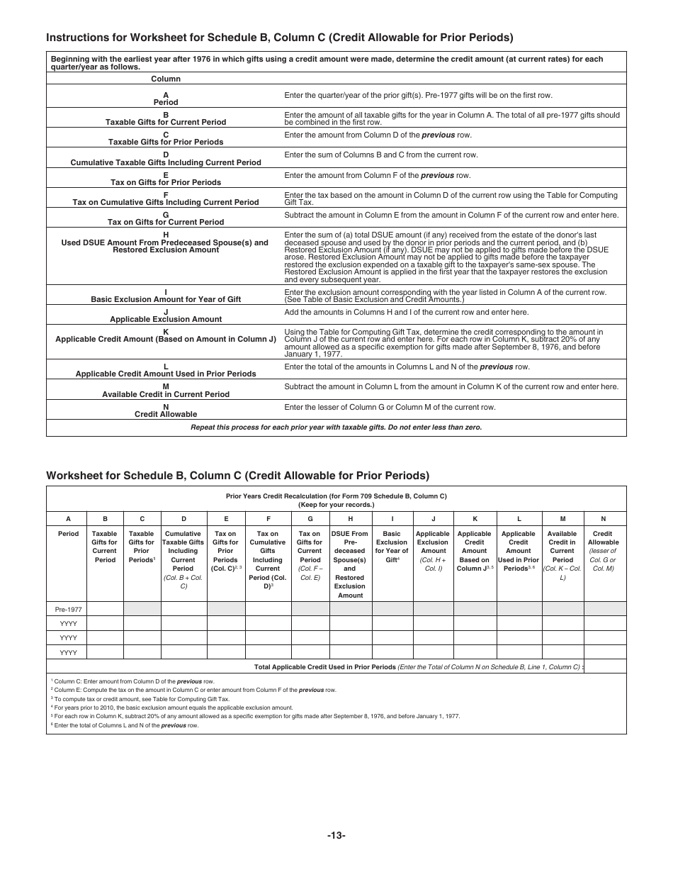 Instructions for IRS Form 709 United States Gift (And Generation-Skipping Transfer) Tax Return, Page 13