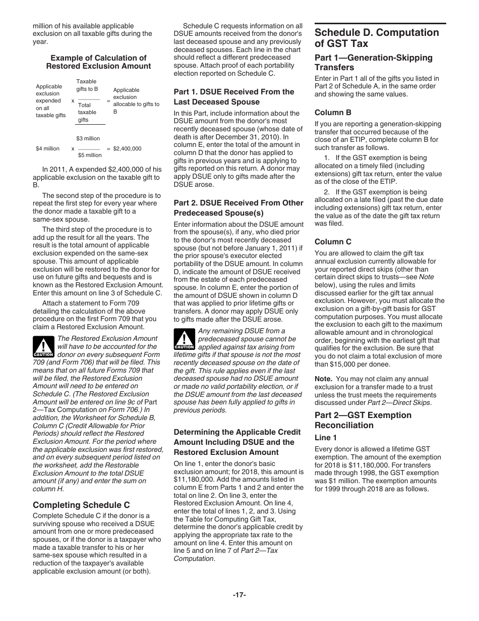 Instructions for IRS Form 709 United States Gift (And Generation-Skipping Transfer) Tax Return, Page 17